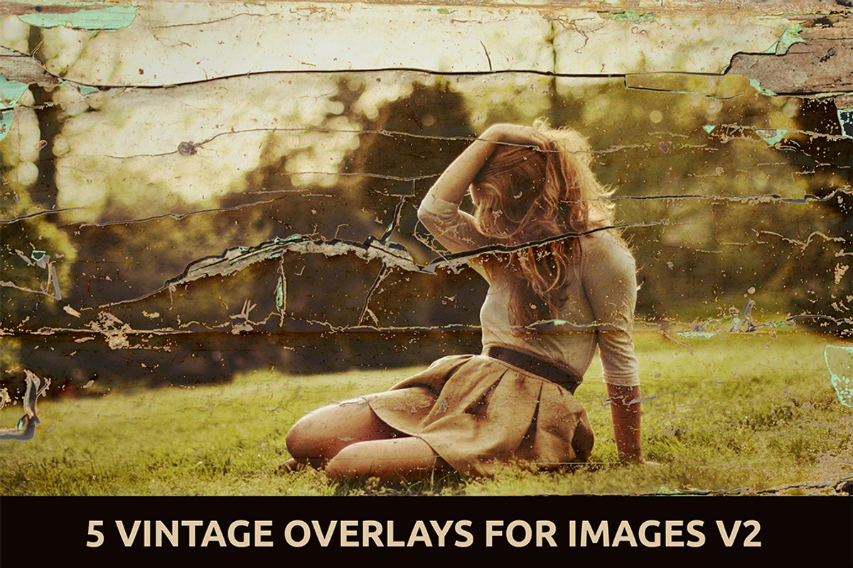 5 Vintage Overlays for Images V.2, a Texture Graphic by DesignSomething