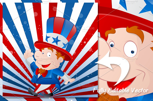 Cute Uncle Sam - 4th of July Vector preview 2