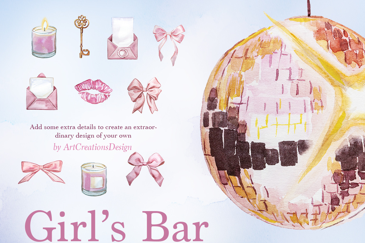 Hand Painted Girl's Bar Clipart, a Food Illustration by ArtCreationsDesign (Photo 7 of 14)