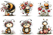 Whimsical Quirky Spring Bee Clipart, an Illustration by CraftArtStudio (Thumbnail 3 of 6)