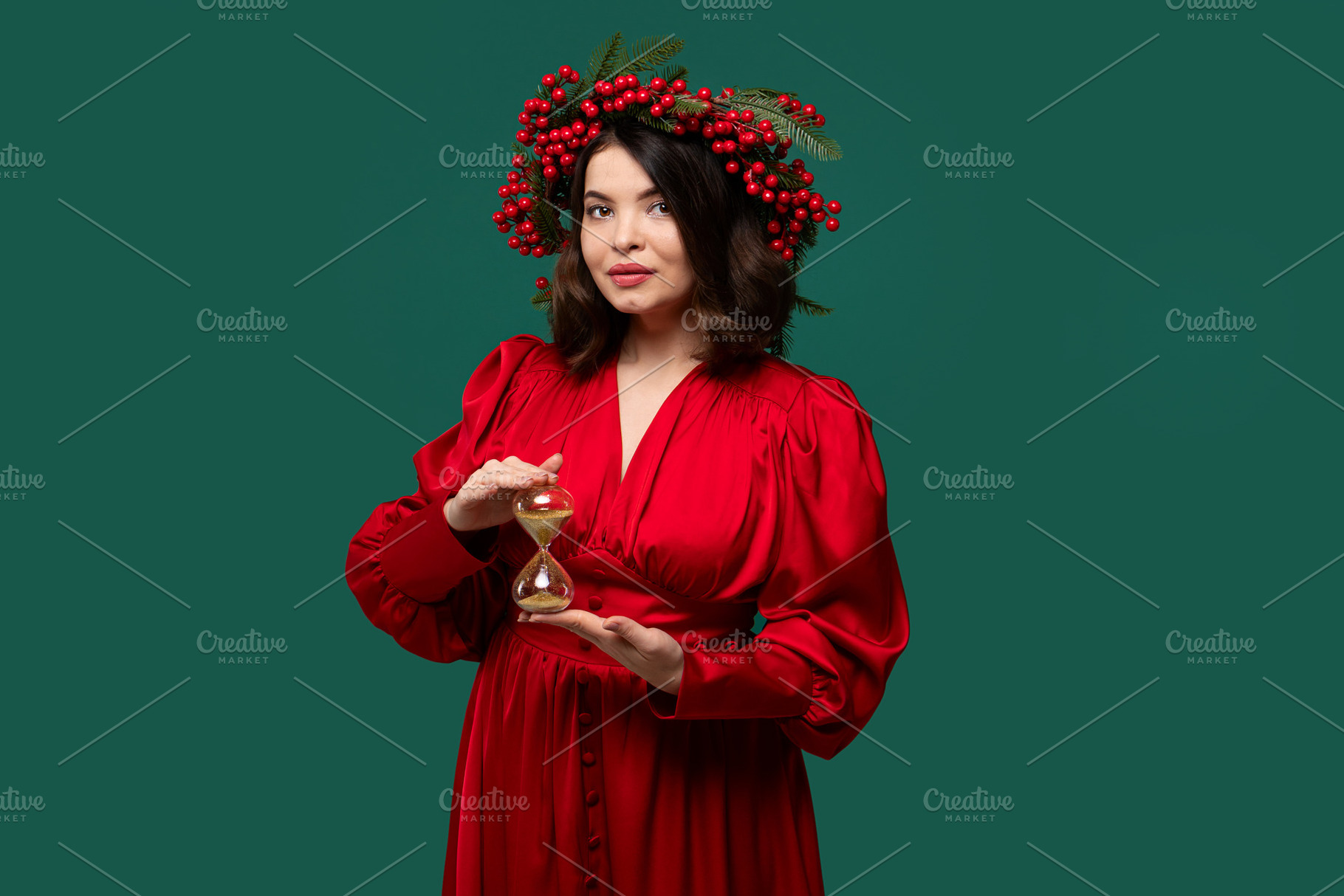 Stylish woman with berry wreath stop, a Person Photo by Elena Vagengeim
