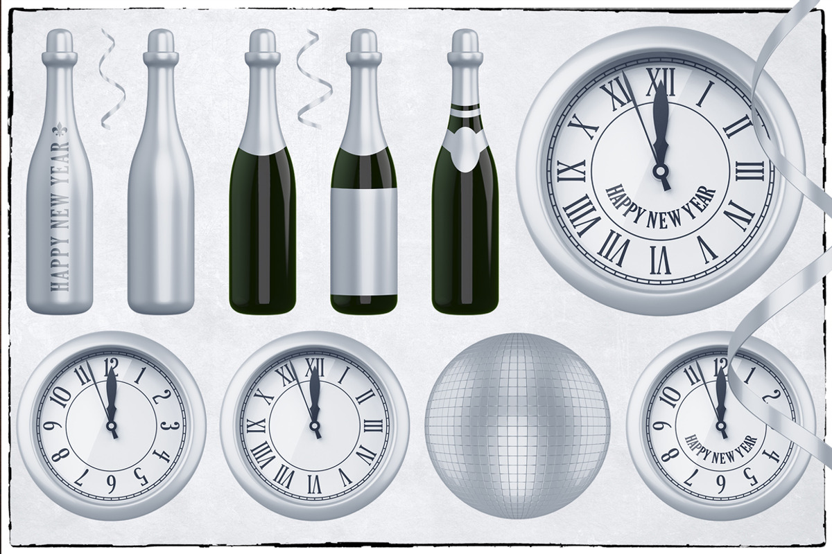 New Year 3D PNG Items Pack, an Object Graphic by pixaroma (Photo 16 of 22)