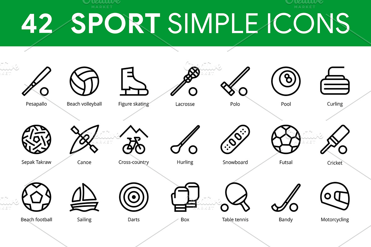 42 Sport Outline Icons, an Outline Icon by karetniy (Photo 2 of 2)