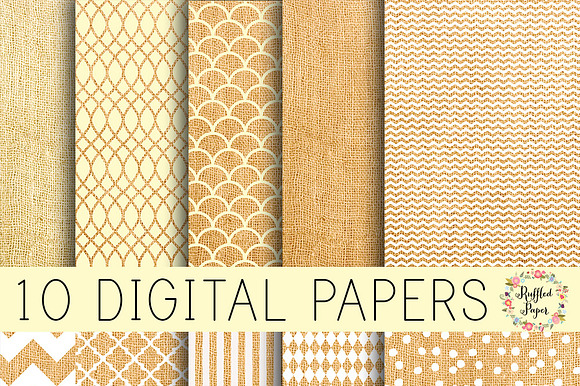 Burlap Digital Paper Pack preview 2