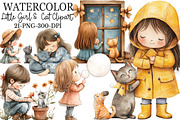 Little Girl & Cat Clipart, an Illustration by Rose Art (Thumbnail 1 of 7)