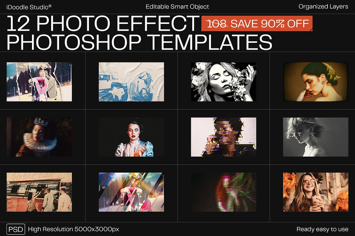 12 Photo Effect Templates, a Layer Style Add-On by iDoodle Studio ...