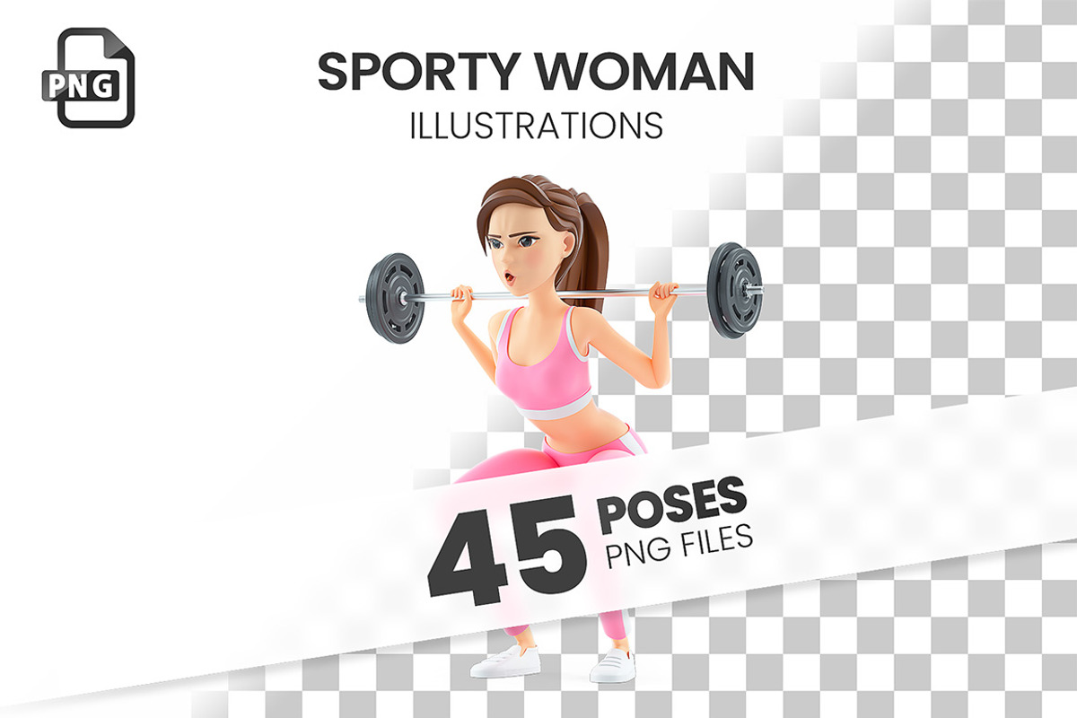 Sporty Woman – Set of 45 Poses, a Person Illustration by 3DMask (Photo 1 of 6)
