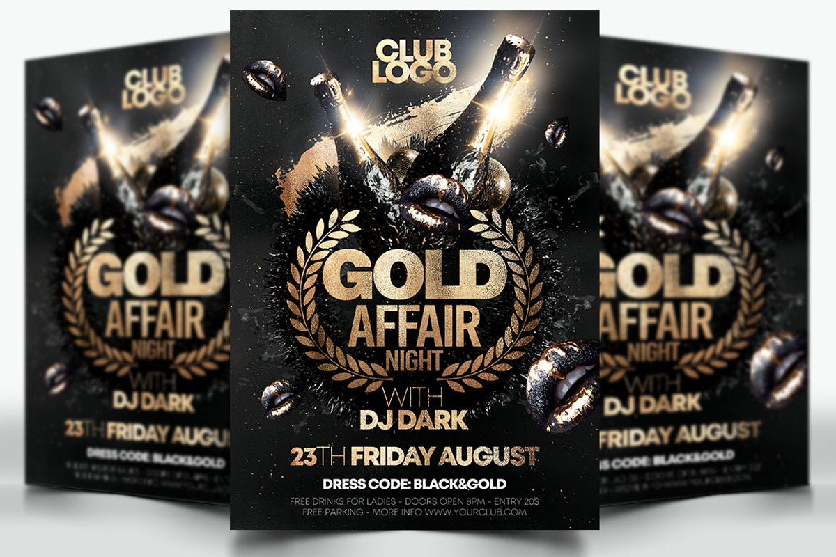 Gold Affair Night Flyer, a Flyer Template by darkmonarch (Photo 1 of 3)