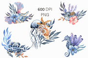 Ocean Dreams Watercolor Set, an Object Graphic by ViolettaKh (Thumbnail 2 of 7)