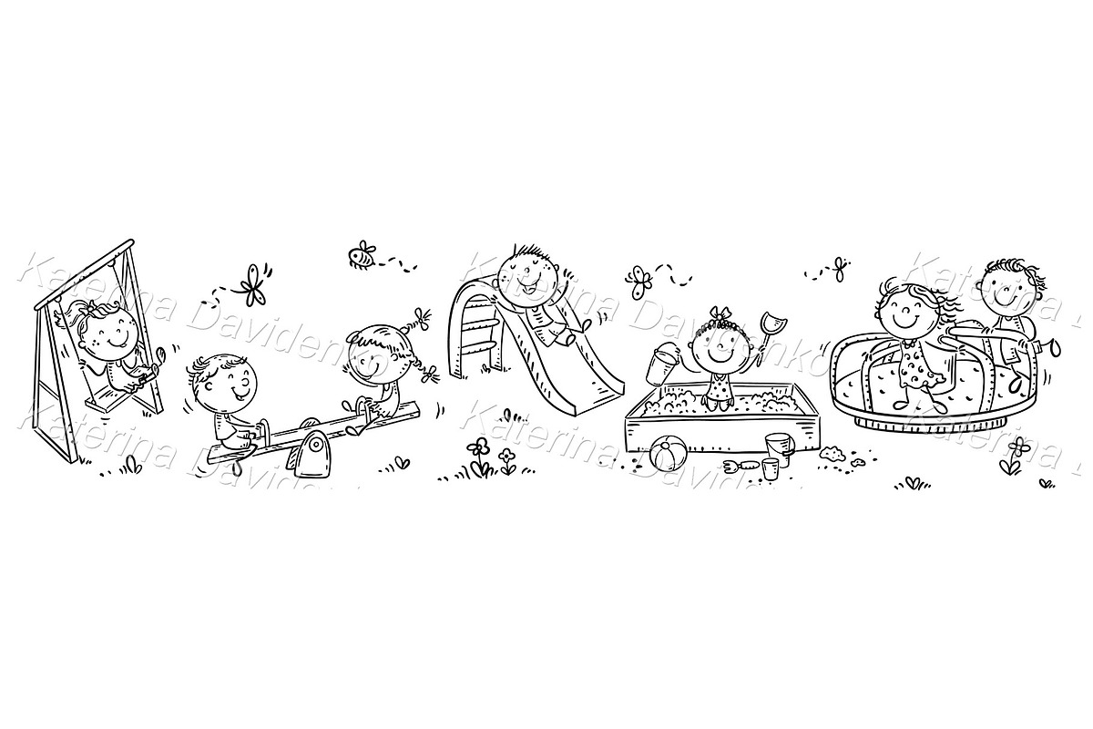 Cartoon kids on playground clipart, a Person Illustration by Bubert Art (Photo 2 of 7)