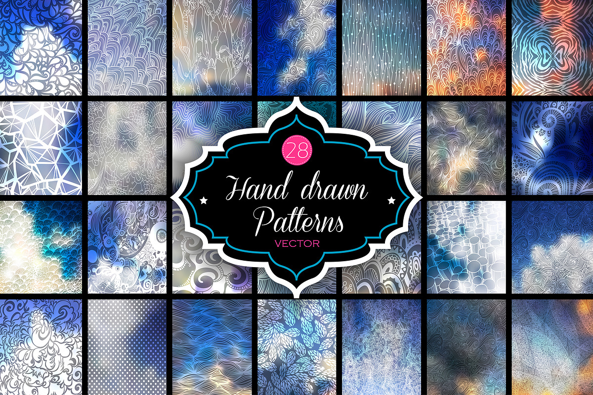 28 Hand Drawn patterns with mesh., a Pattern Graphic by redstudio (Photo 1 of 4)