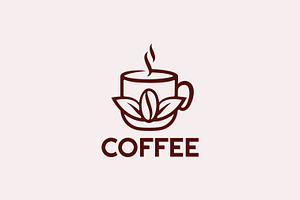 Coffee and Bean Hot Cup Drink Logo, a Branding & Logo Template by Signatoro