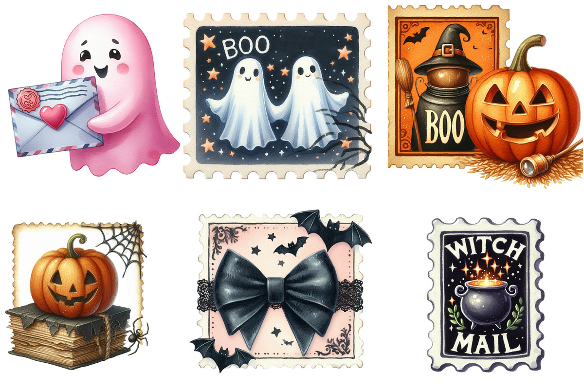 Halloween Postage Stamp Clipart, an Illustration by DreamArtGraphic (Photo 2 of 5)