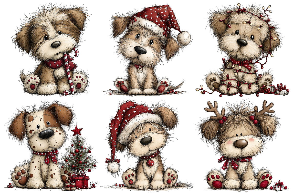 Whimsical Christmas Dog Clipart, an Illustration by Pixels.Craft (Photo 6 of 6)
