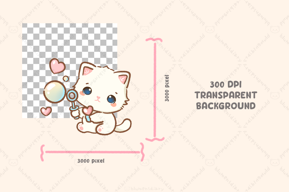 Kawaii White Cat Valentines, an Animal Illustration by Blumensdiary (Photo 3 of 5)