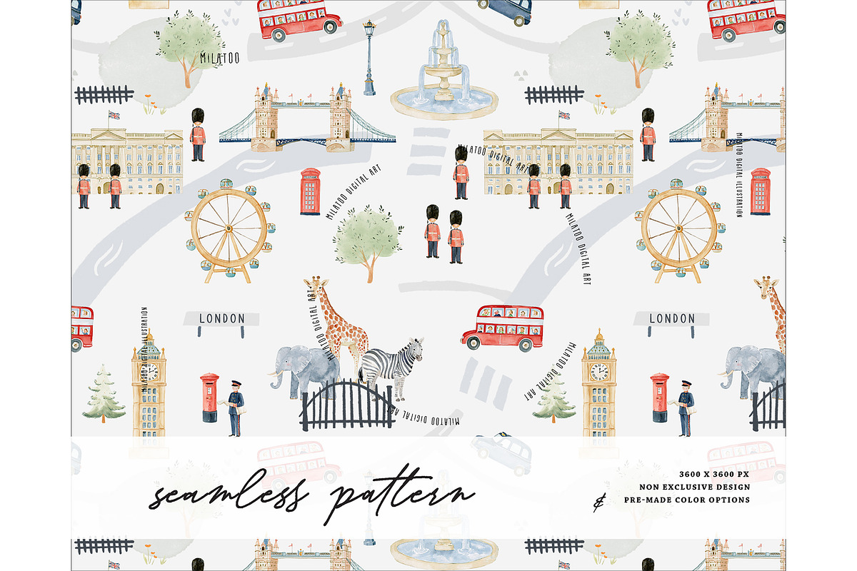 London cityscape pattern map, a Pattern Graphic by Milatoo (Photo 1 of 3)