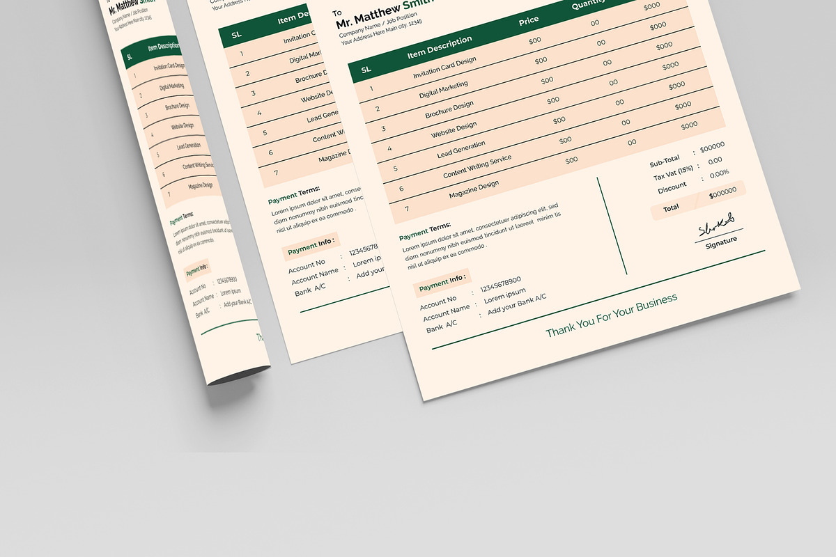 Invoice Design Layout, a Stationery Template by MightyDesign (Photo 5 of 8)