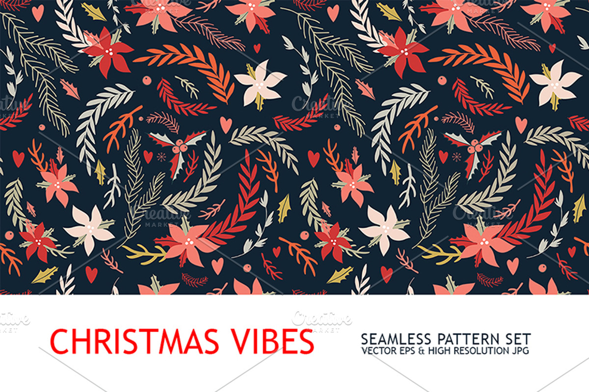 Christmas floral pattern collection, a Pattern Graphic by Anttoniu (Photo 2 of 3)