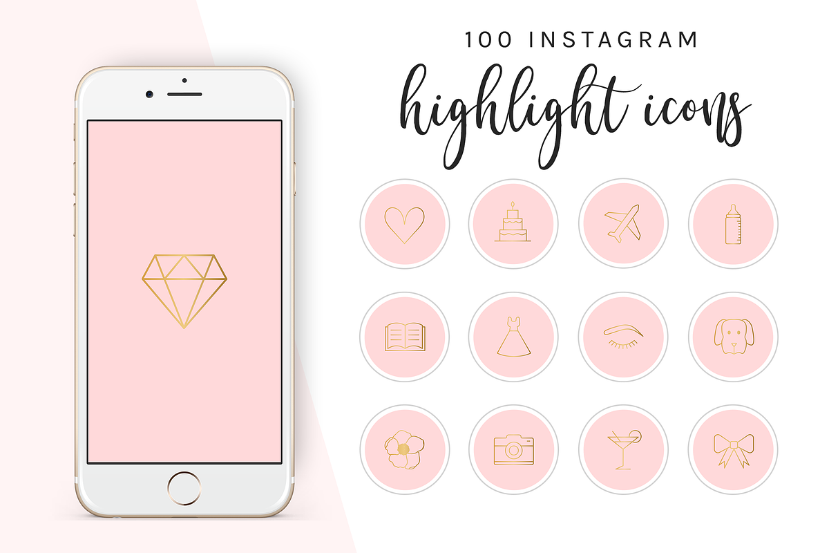100 Instagram Story Highlight Icons, a Social Media Template by Blog&Glow (Photo 1 of 2)