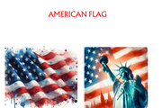 American Flag Clipart Bundle, USA, a Seasonal Illustration by VM PARTYS  BY TAIRUMA (Thumbnail 7 of 10)