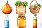 Watercolor Farmers Market Clipart, a Seasonal Illustration by Canvas Craft (Thumbnail 4 of 5)