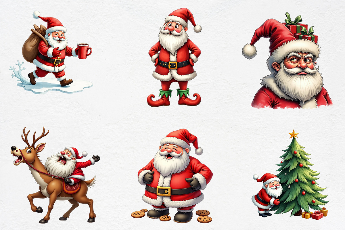 Funny Christmas Santa Clipart Bundle, an Illustration by CrexoraLab (Photo 2 of 5)