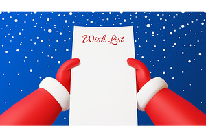 Santa Claus hands in red gloves hold, an Illustration by Buch&Bee