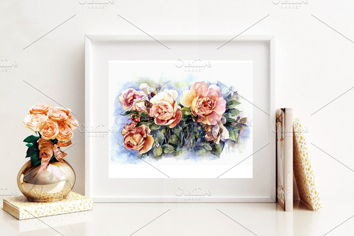 Watercolor orange roses illustration, a Decorative Illustration by MaryAmi (Photo 3 of 3)