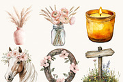 Watercolor Floral Horse Clipart, an Animal Illustration by Design Scotch (Thumbnail 2 of 8)