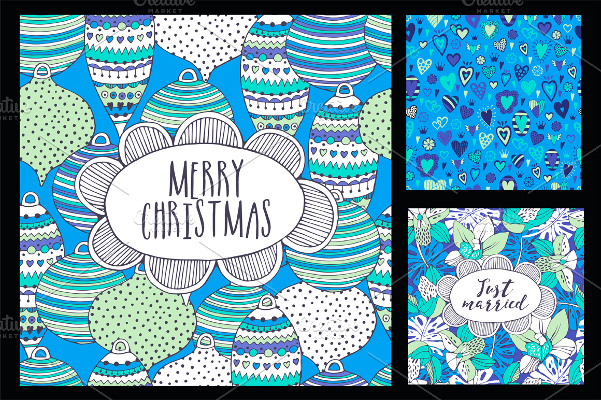 Blue pattern and two cards, a Card Template by Mira15
