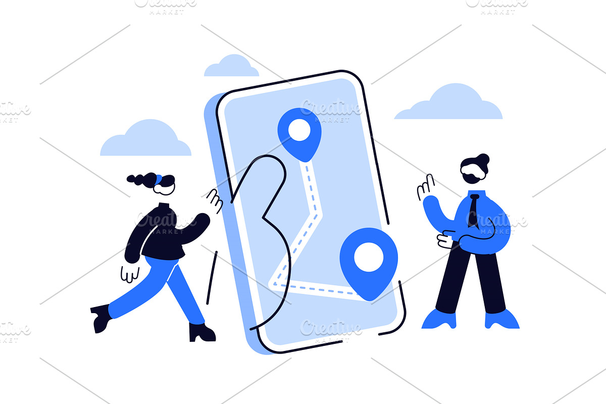 Map gps navigation app for modern, a Person Illustration by marcovector