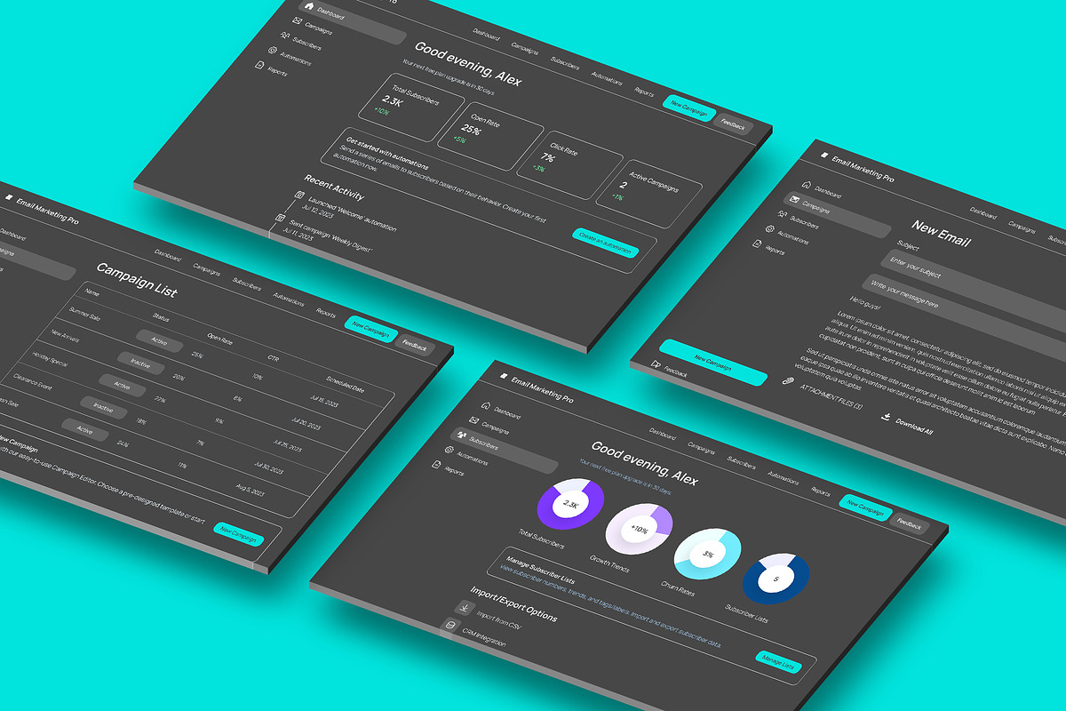 Email marketing Analytics Dashboard, an UI Kit Template by nagaredesignstudio (Photo 1 of 5)