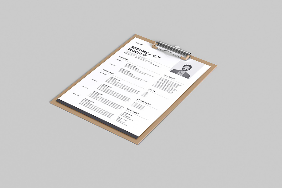 Resume - Curriculum Vitae Mockup, an Advertising Mockup by Illusiongraphic (Photo 8 of 22)