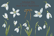 Snowdrops Hand Drawn Clipart, a Seasonal Illustration by BarvArt (Thumbnail 3 of 5)