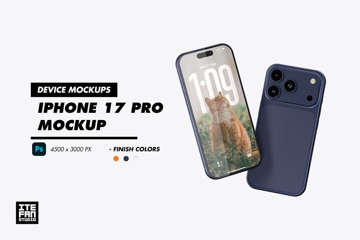 iPhone 17 Pro Mockup, a Product Mockup by itefan Studio (Photo 1 of 3)