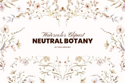 Neutral Botany Watercolor Clipart, a Decorative Illustration by Yuliia Lashevska (Thumbnail 1 of 11)