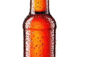 Cold amber beer bottle with condensation, a Food & Drink Photo by AlyaAnd