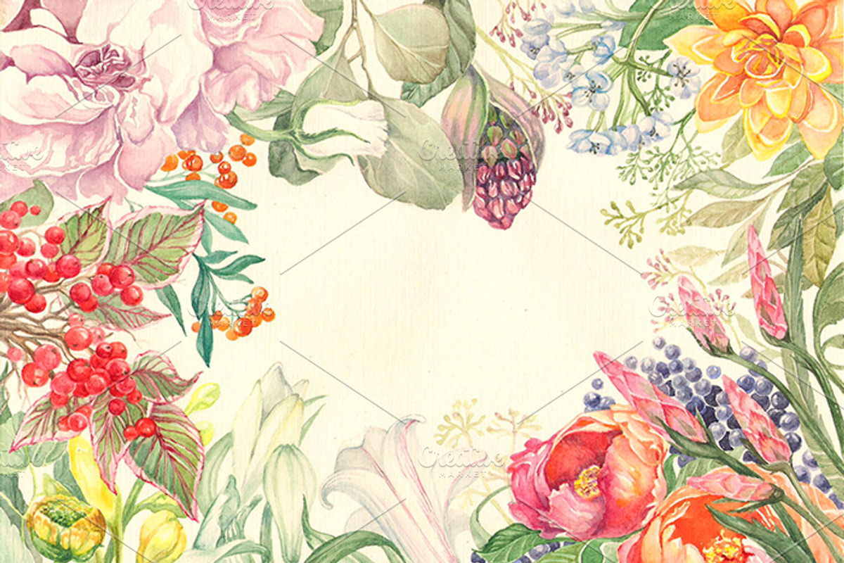 Watercolor flowers, a Background Graphic by SokolovaArt