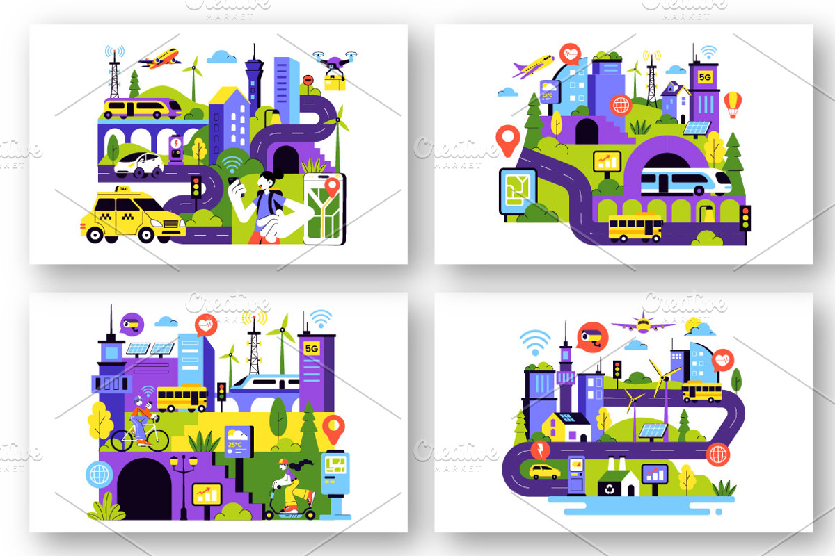10 Smart City Infrastructure, a Technology Illustration by denayunebgt (Photo 3 of 4)