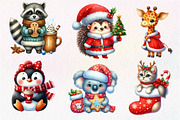 Christmas Cute Animals Clipart PNG, an Illustration by Dream Creation (Thumbnail 5 of 7)
