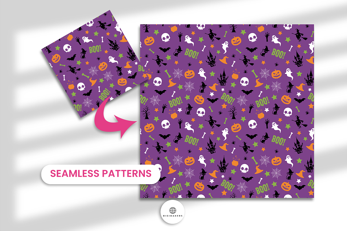 28 Halloween Themed Digital Papers, a Pattern Graphic by Nina Shaw (Photo 5 of 10)