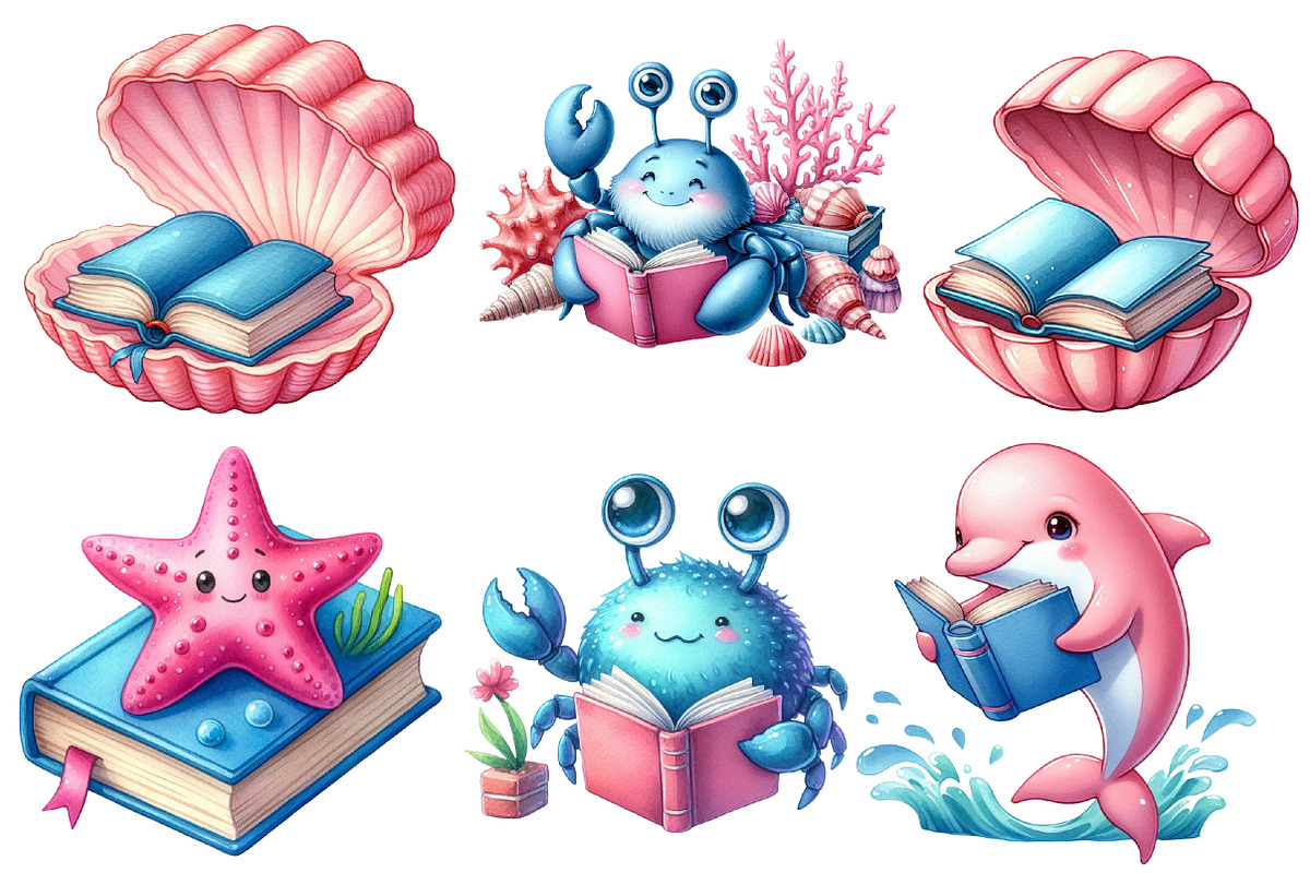 Undersea Reading Clipart, an Illustration by Designworld (Photo 2 of 6)