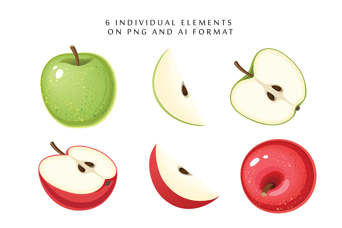 Vector set of  beautiful apples, an Object Graphic by natamastery (Photo 2 of 4)