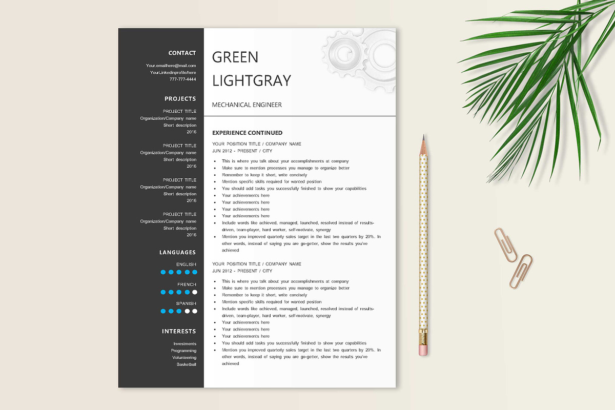 Resume | CV Template - Engineer, a Resume Template by Stanin Studio