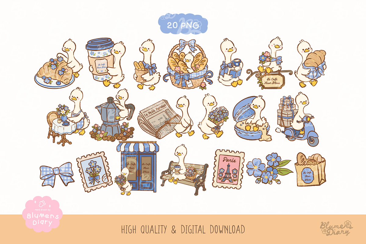 Parisian Cafe Goose Clipart, an Animal Illustration by Blumensdiary (Photo 2 of 6)