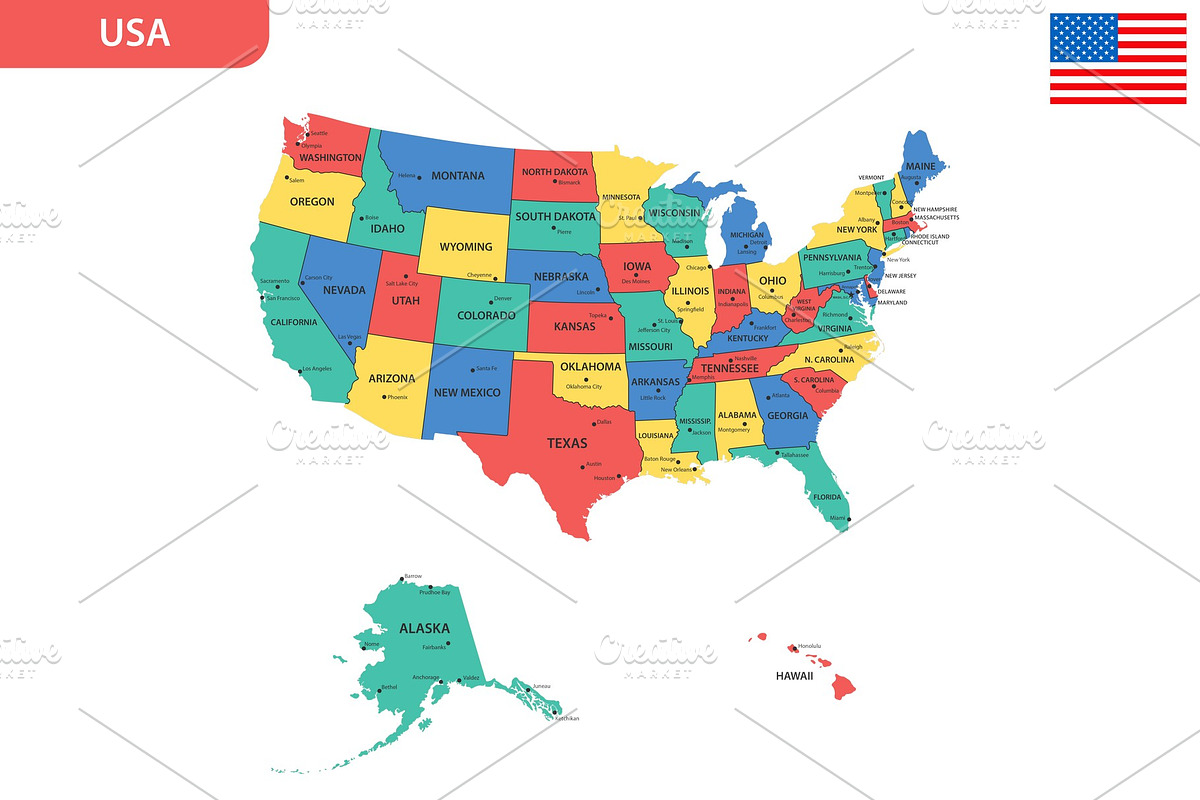 Detailed map of the USA, an Illustration by Vector Shop (Photo 2 of 5)