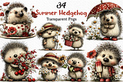 Whimsical Summer Hedgehog Clipart, an Illustration by Craft Nest (Thumbnail 1 of 12)