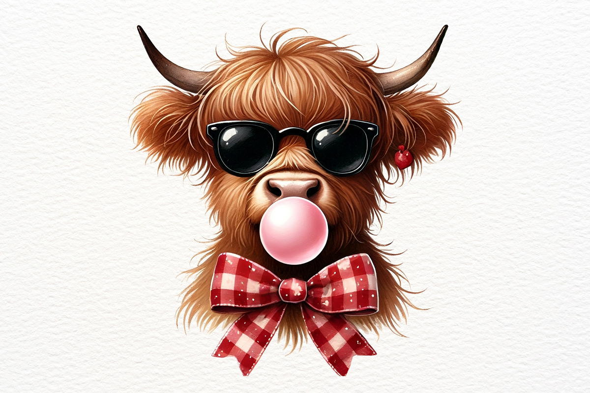 Christmas Highland Cow Clipart, an Animal Illustration by Nicolle's Colorful Art (Photo 8 of 10)