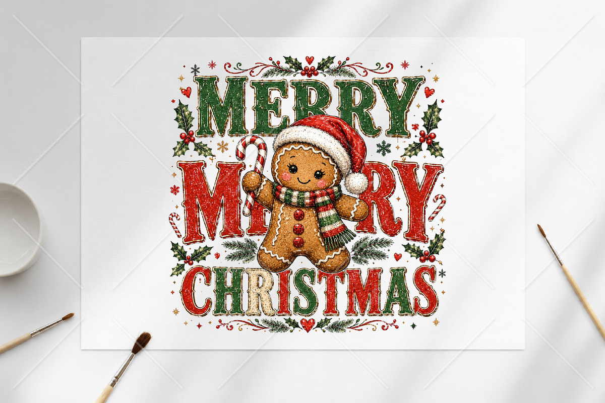 Merry Christmas Gingerbread PNG, a Seasonal Illustration by Canvas Craft (Photo 6 of 6)