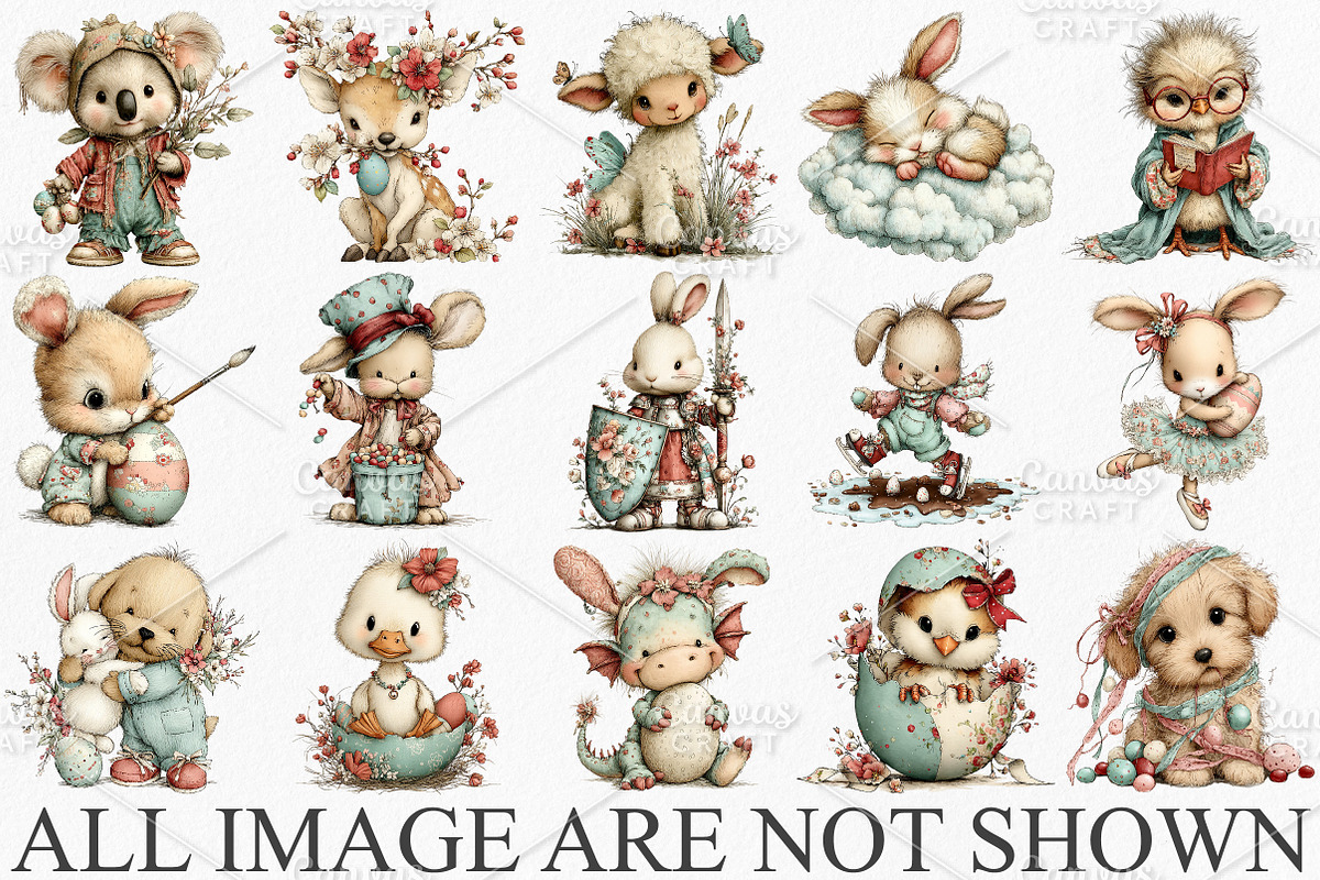 Whimsical Easter Animals Clipart PNG, an Illustration by Canvas Craft (Photo 3 of 7)
